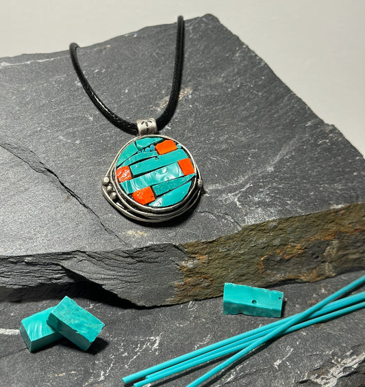 Necklace in Turquoise & Orange