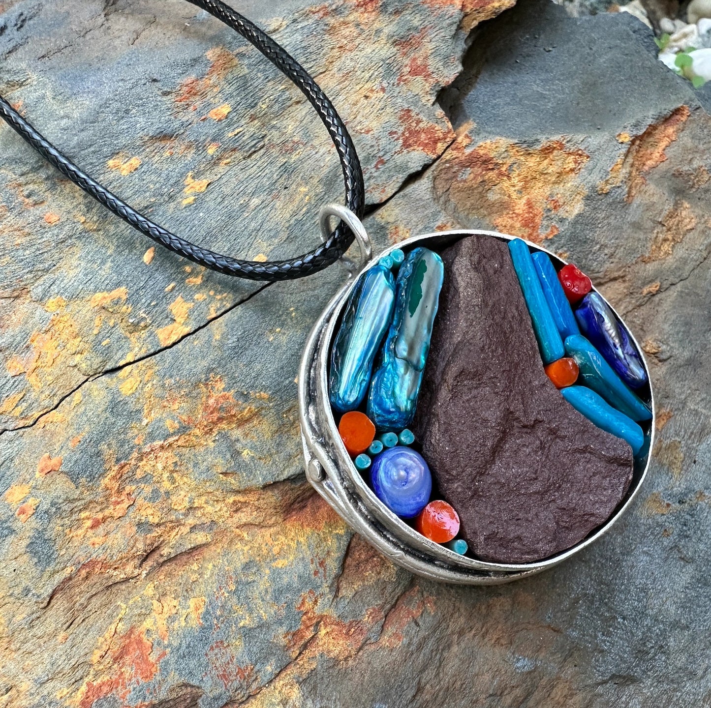 Necklace, Purple Slate & Abalone